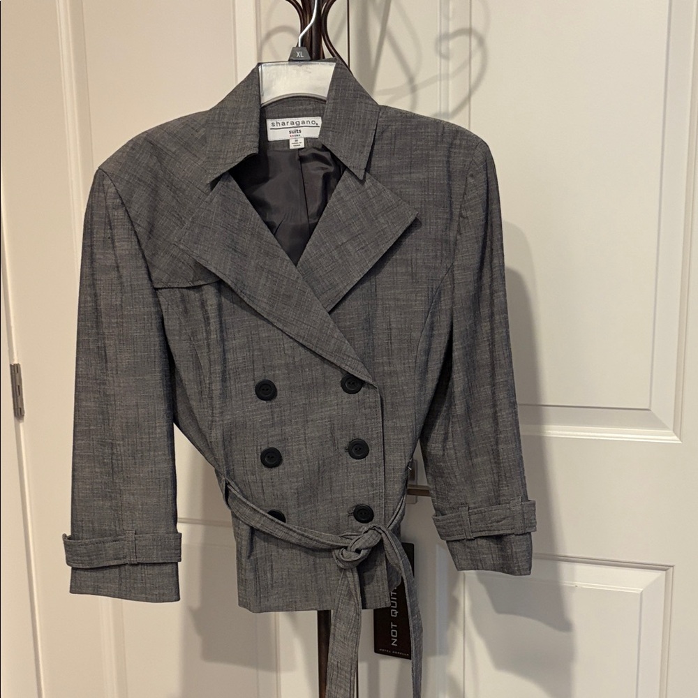 Sharagano Charcoal Double-Breasted Blazer